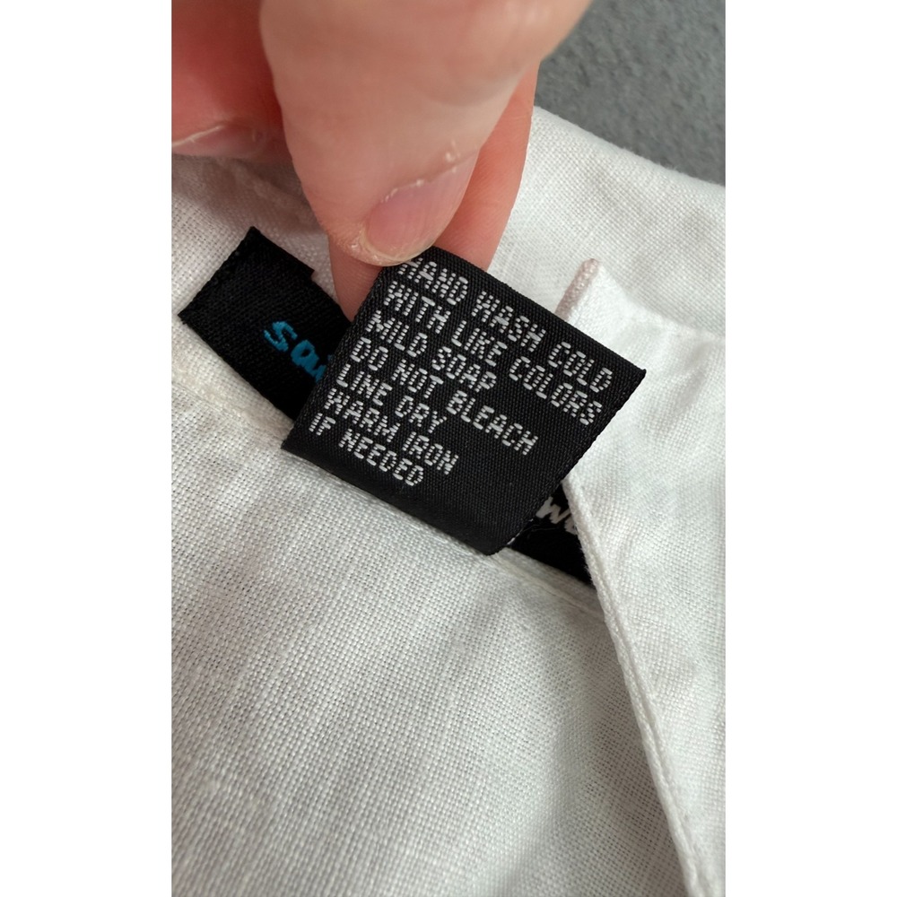 St. Tropez West Shirt Womens L 100% Linen Lagenlook Coastal Minimalist Blouse - Picture 12 of 13